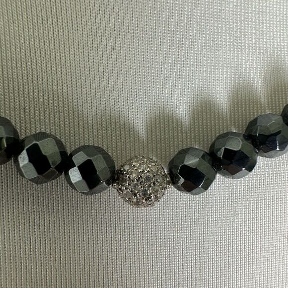 Vintage Faceted Black Diamond And Pave Set White Diamond Center Necklace - Picture 9 of 10